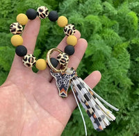 Leopard Beads Skull Tassel Keychain