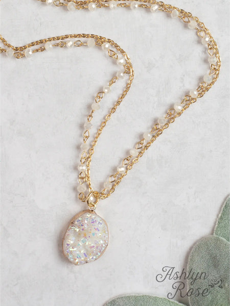 Oh So Delicate White Stone Beaded Necklace