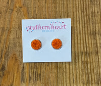 10mm Orange Druzy Earrings