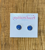 8mm Royal Blue Druzy Earrings