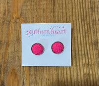 12mm Hot Pink Soft Druzy Earrings